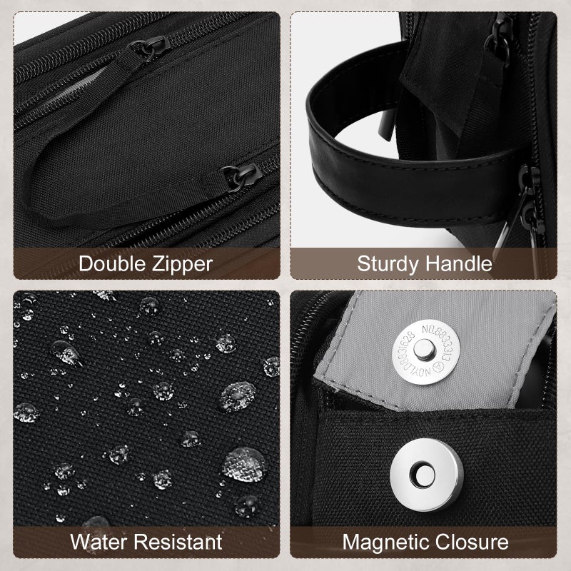 Wedama Toiletry Bag for Men  Medium Hanging Travel Toiletry Bag  Extra Electronic Organizer Bag Waterproof Shaving Bag for Toiletries with PU Handle for Travel Business Trips Swim Camping  Black - Image 3